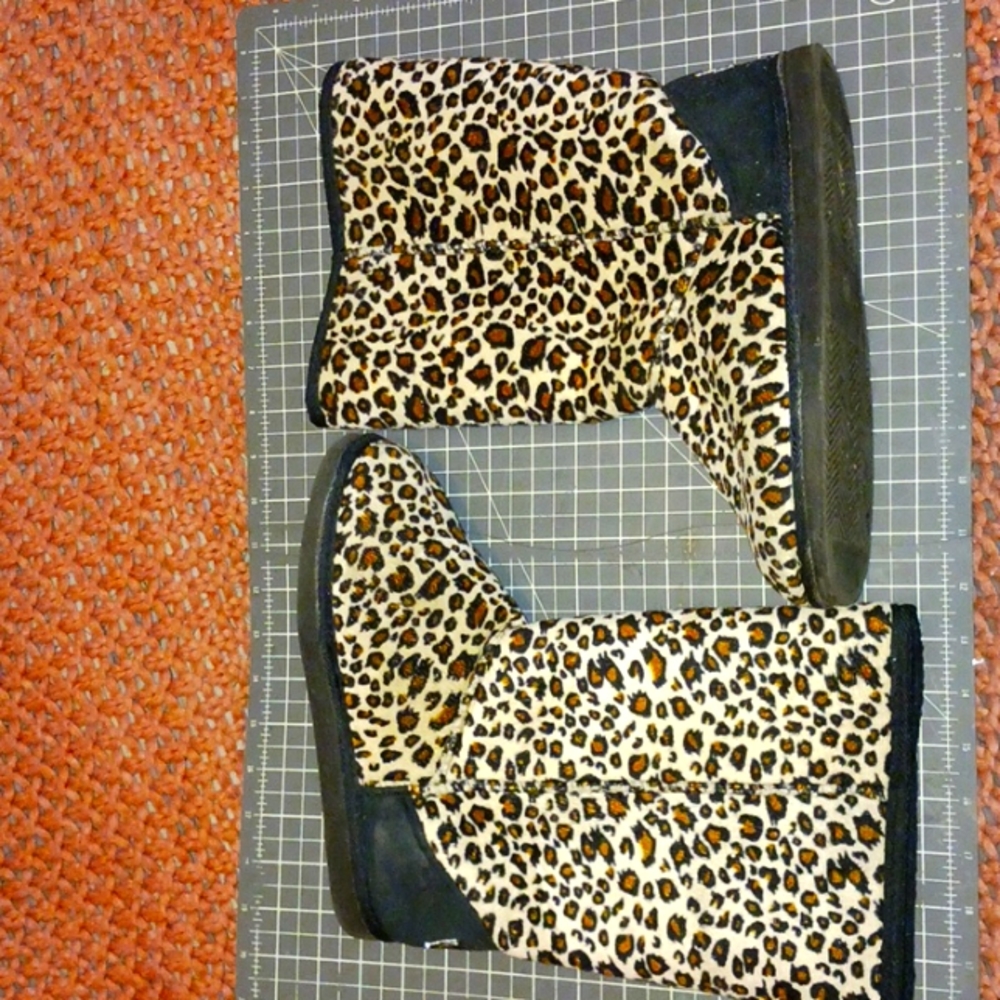 Animal print slipper boots